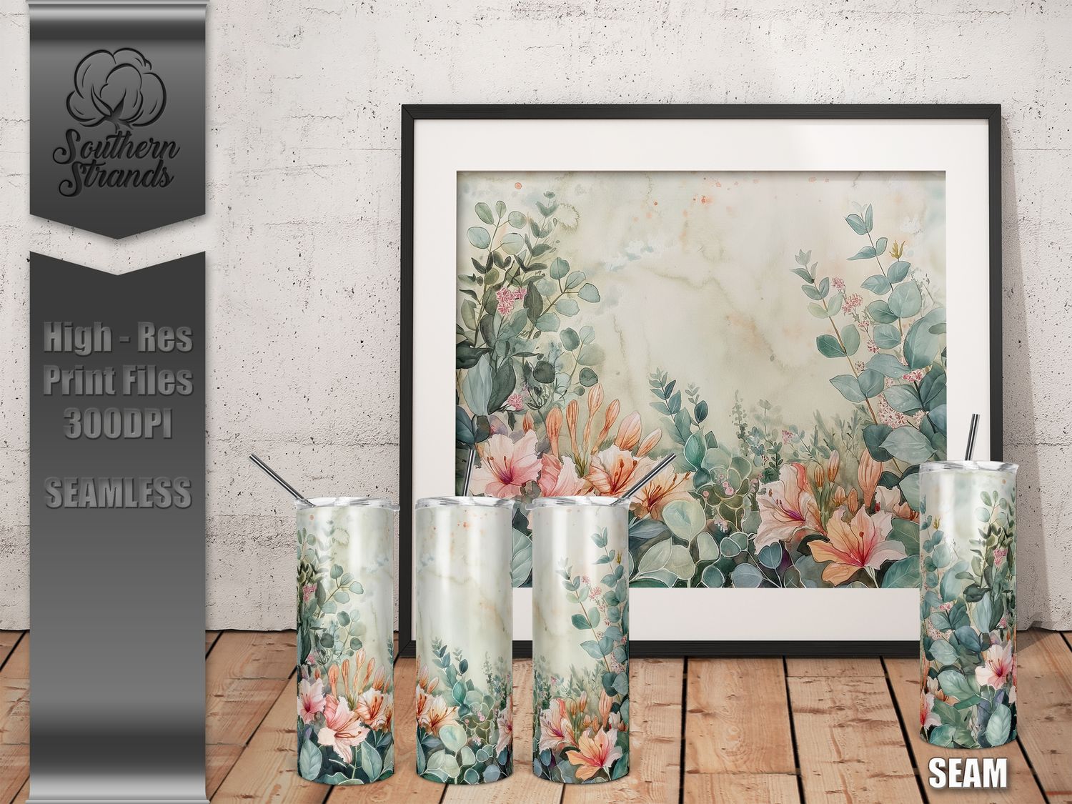 Watercolor Flowers - Alstroemeria - Tumbler 20oz | SEAMLESS |  DIGITAL DESIGN