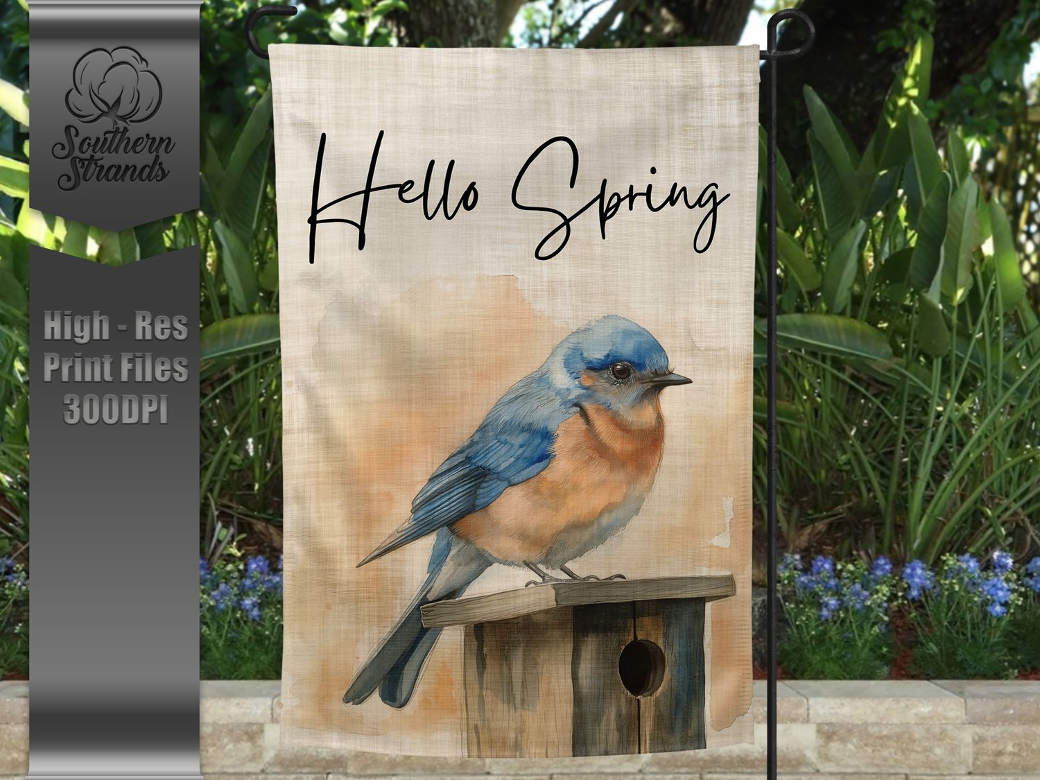 Watercolor Bluebird Garden Flag - 12x18 |  DIGITAL DESIGN