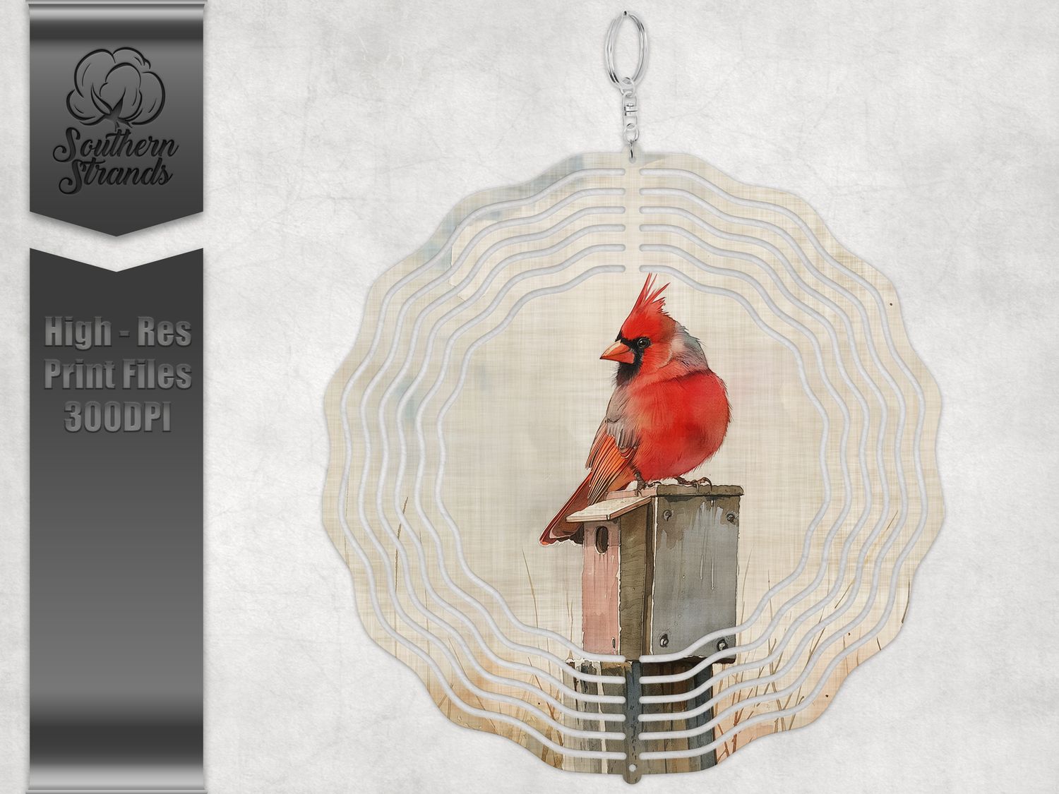 Watercolor Redbird Wind Spinner | DIGITAL DESIGN