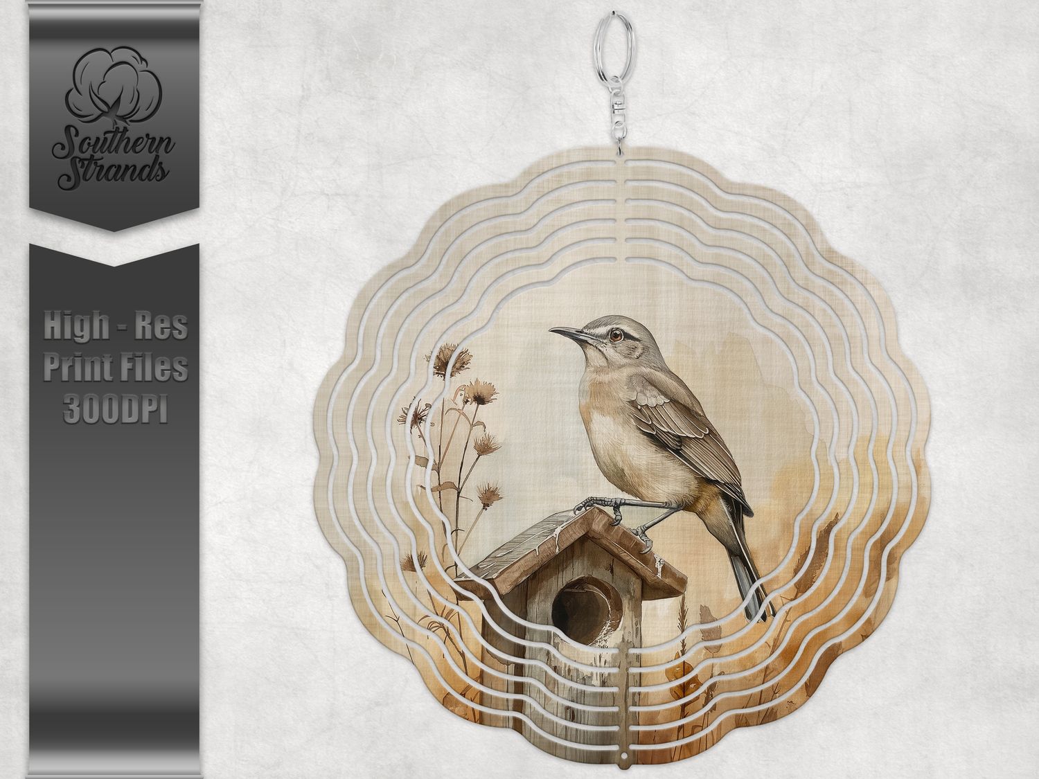 Watercolor Mockingbird Wind Spinner | DIGITAL DESIGN