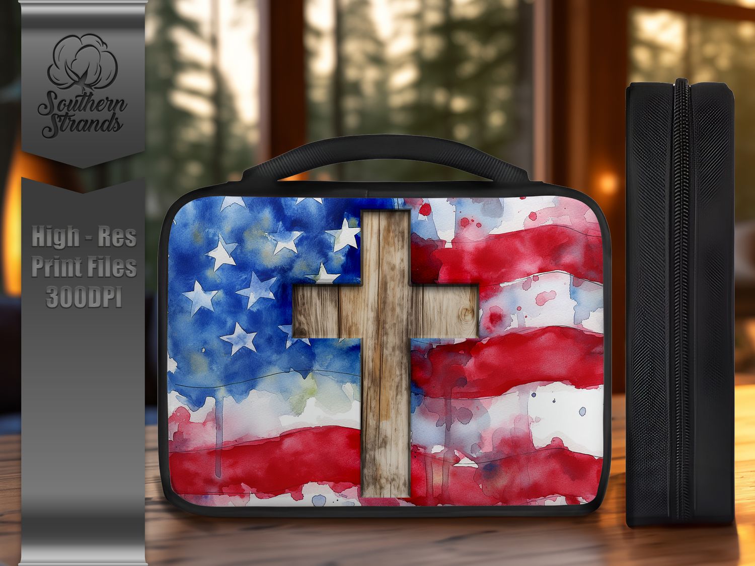 Watercolor American Flag - Bible Cover - Horizontal and Vertical | DIGITAL DESIGN