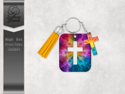Cross In A Cross TieDye - 5 Colors - Key Chain