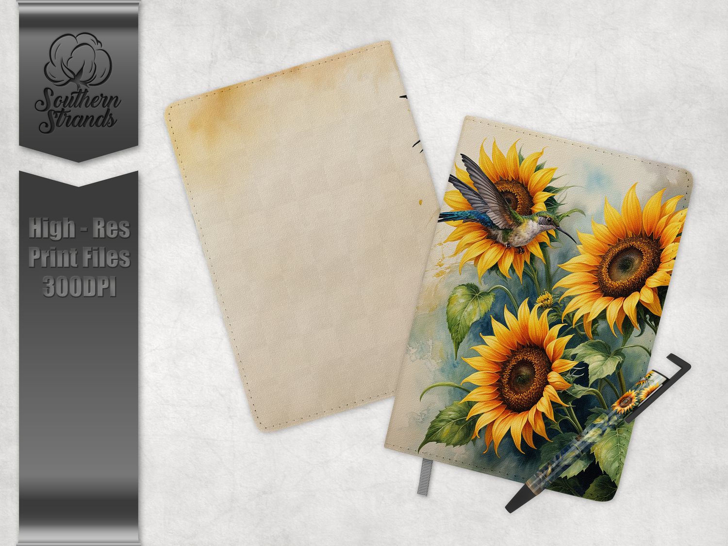AAP EXCLUSIVE - Sunflowers and Hummingbird Journals and Pen | 3 Sizes Included |  DIGITAL DESIGN