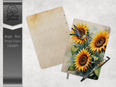 AAP EXCLUSIVE - Sunflowers and Hummingbird Journals and Pen | 3 Sizes Included | DIGITAL DESIGN
