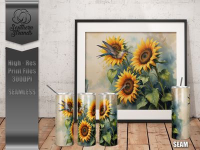 AAP EXCLUSIVE - Sunflowers and Hummingbird 20oz Tumbler | DIGITAL DESIGN