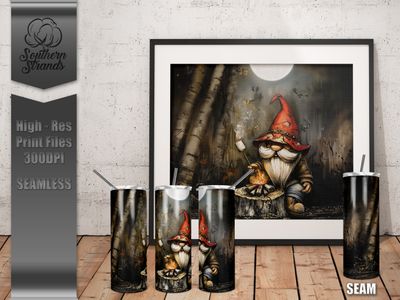 Roasting Marshmallows Gnome Tumbler | SEAMLESS   | DIGITAL DESIGN