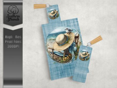 A Day at the Beach - Blue - Journal, Book Mark and Pen Set | 3 Sizes |  DIGITAL DESIGN