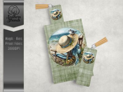 A Day at the Beach - Green - Journal, Book Mark and Pen Set | 3 Sizes |  DIGITAL DESIGN