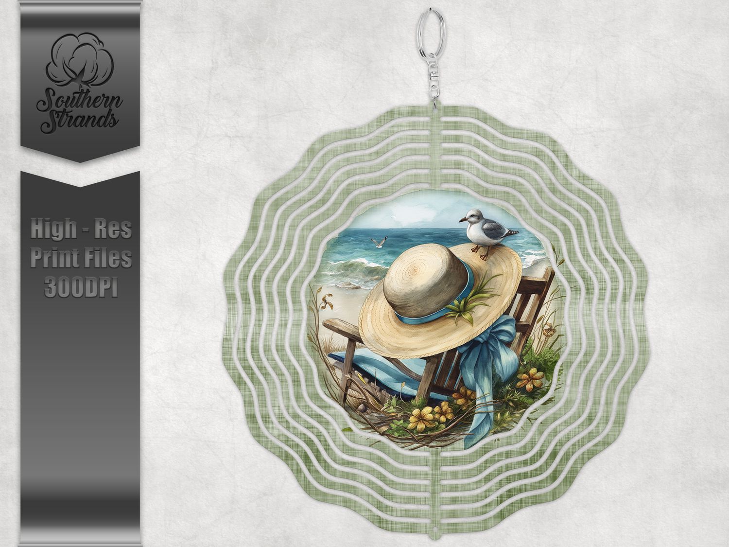 A Day at the Beach - Green -  Wind Spinner | DIGITAL DESIGN