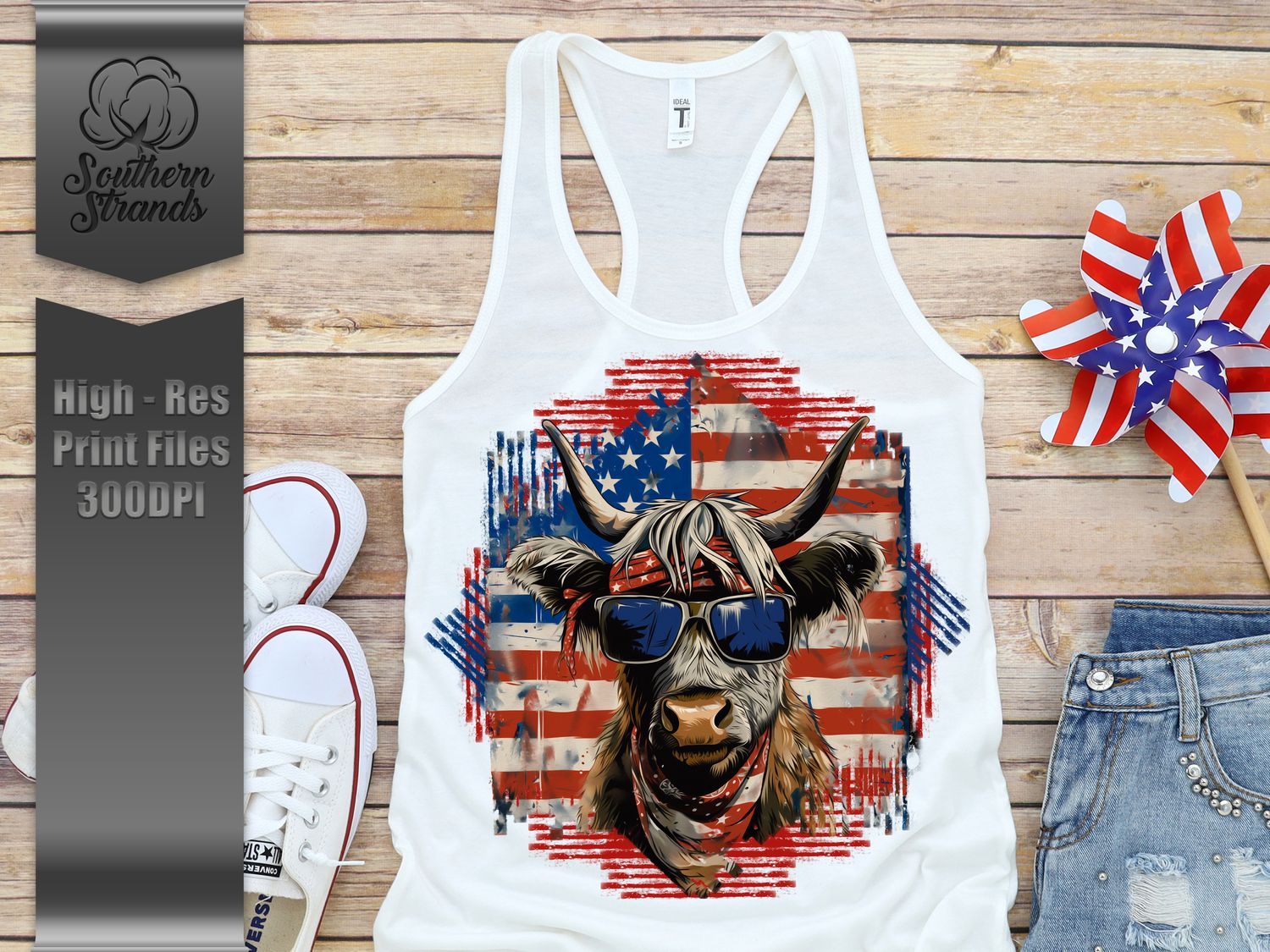 Red White and Blue Highland Cow 2 | DIGITAL DESIGN