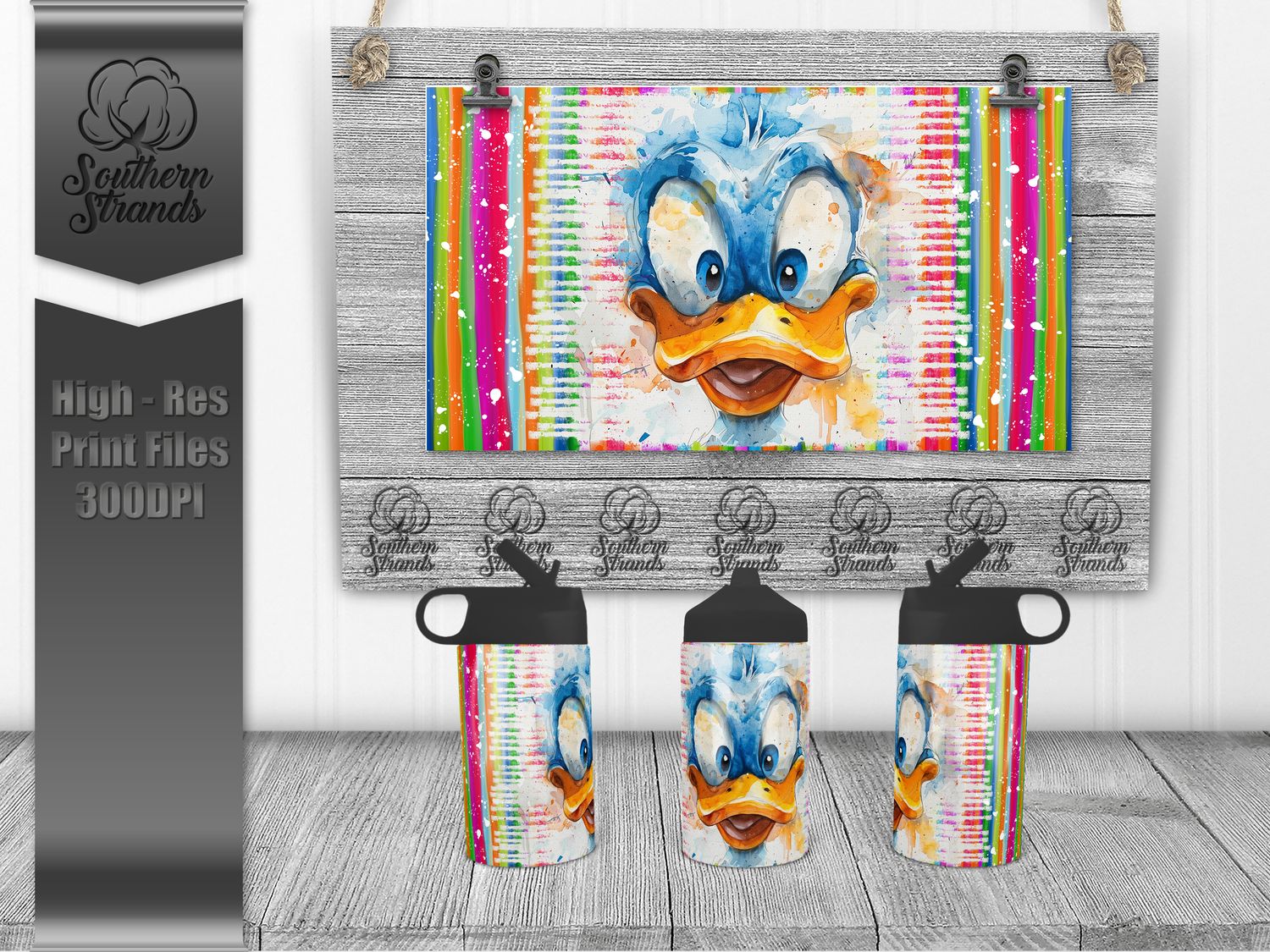 Watercolor Animals - Duck 12oz Kids Sippy - Hydro | SEAMLESS |  DIGITAL DESIGN