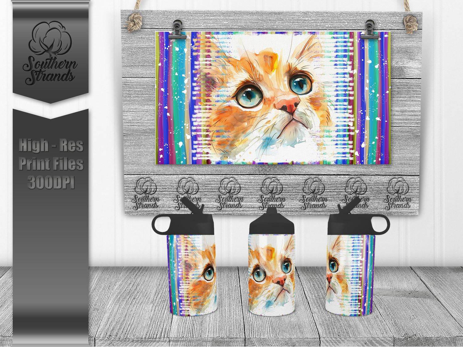 Watercolor Animals - Cat 12oz Kids Sippy - Hydro | SEAMLESS |  DIGITAL DESIGN