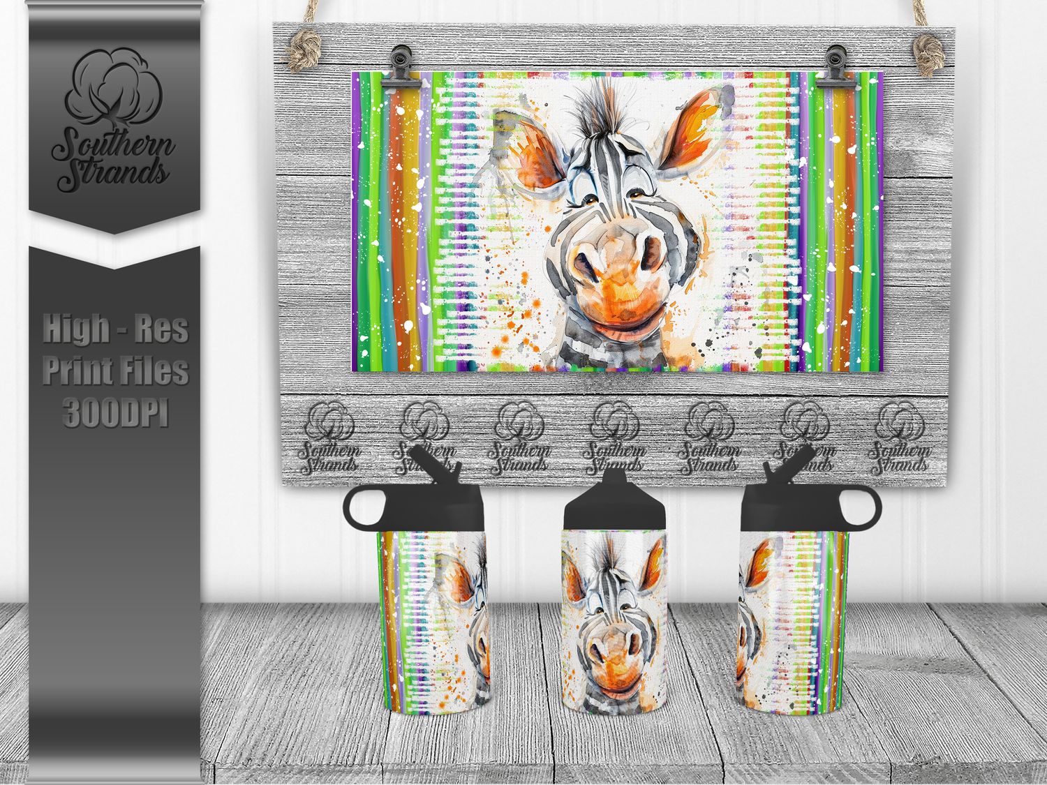 Watercolor Animals - Zebra 12oz Kids Sippy - Hydro | SEAMLESS |  DIGITAL DESIGN
