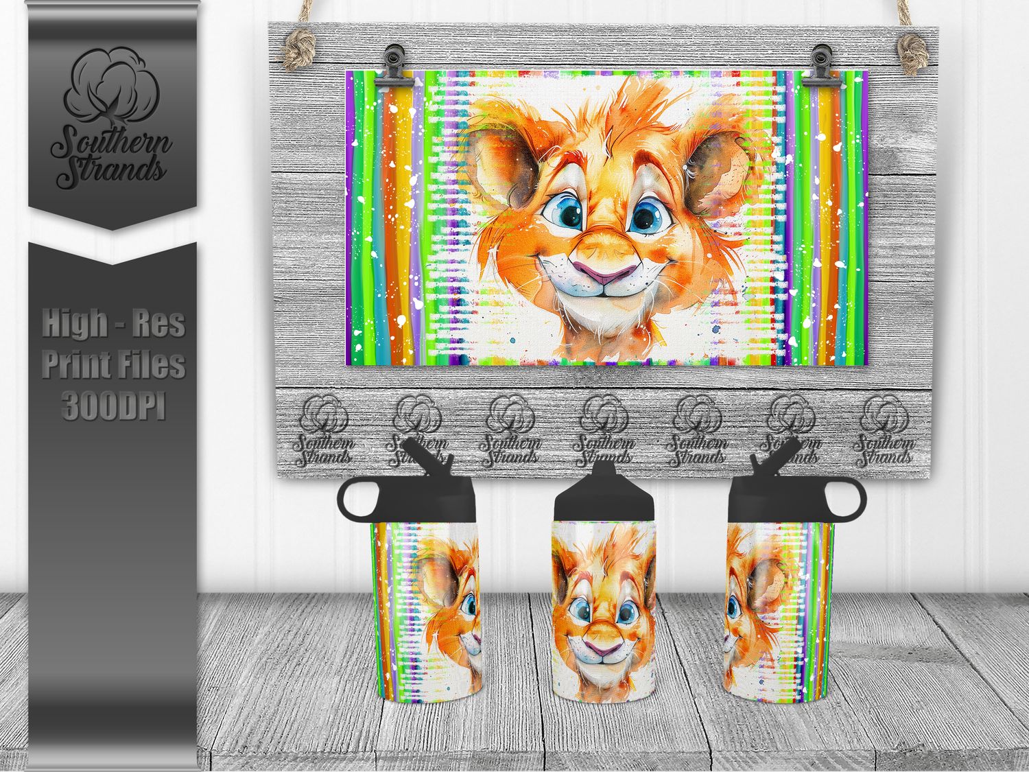 Watercolor Animals - Lion 12oz Kids Sippy - Hydro | SEAMLESS |  DIGITAL DESIGN