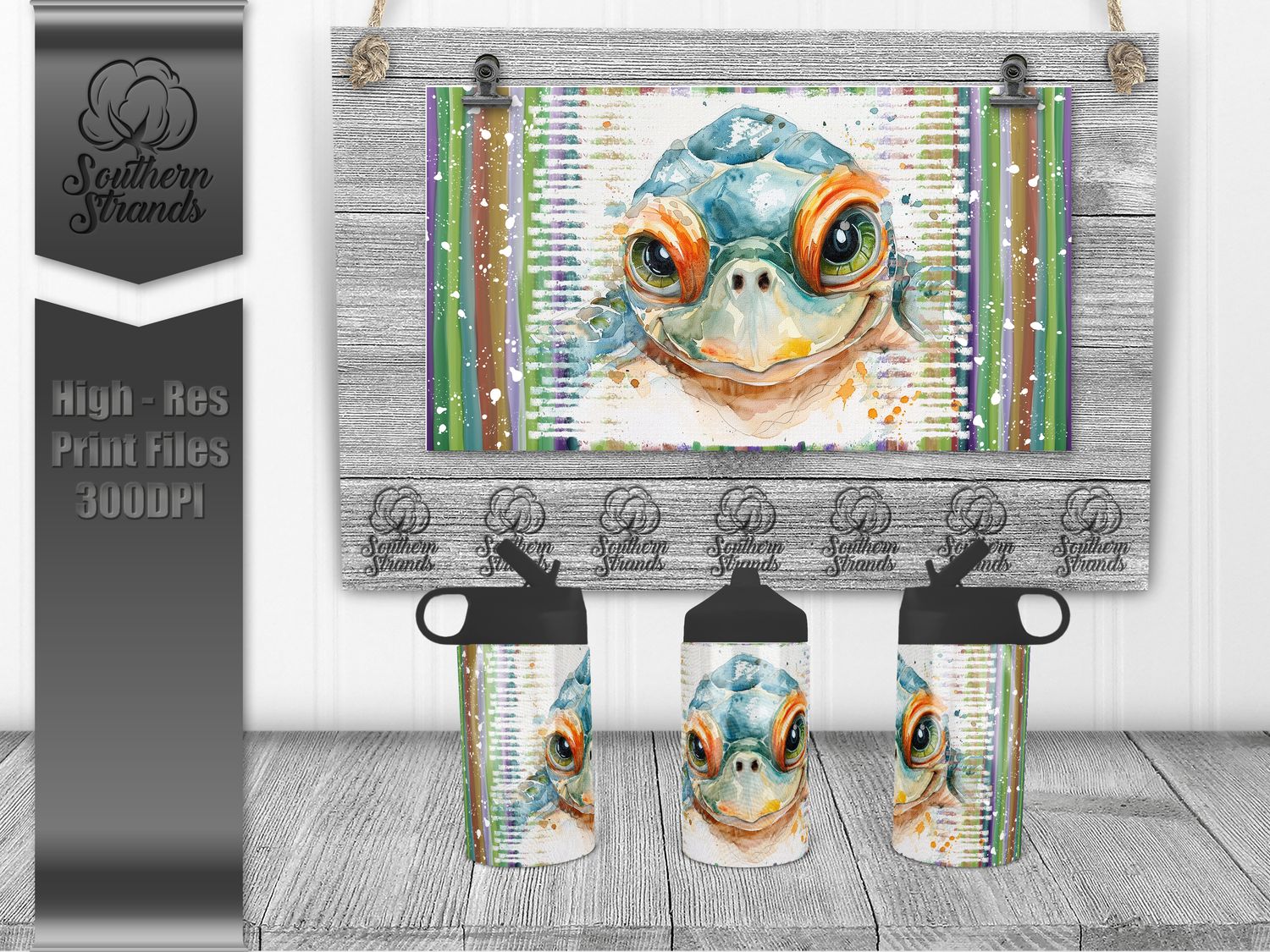 Watercolor Animals - Turtle 12oz Kids Sippy - Hydro | SEAMLESS |  DIGITAL DESIGN