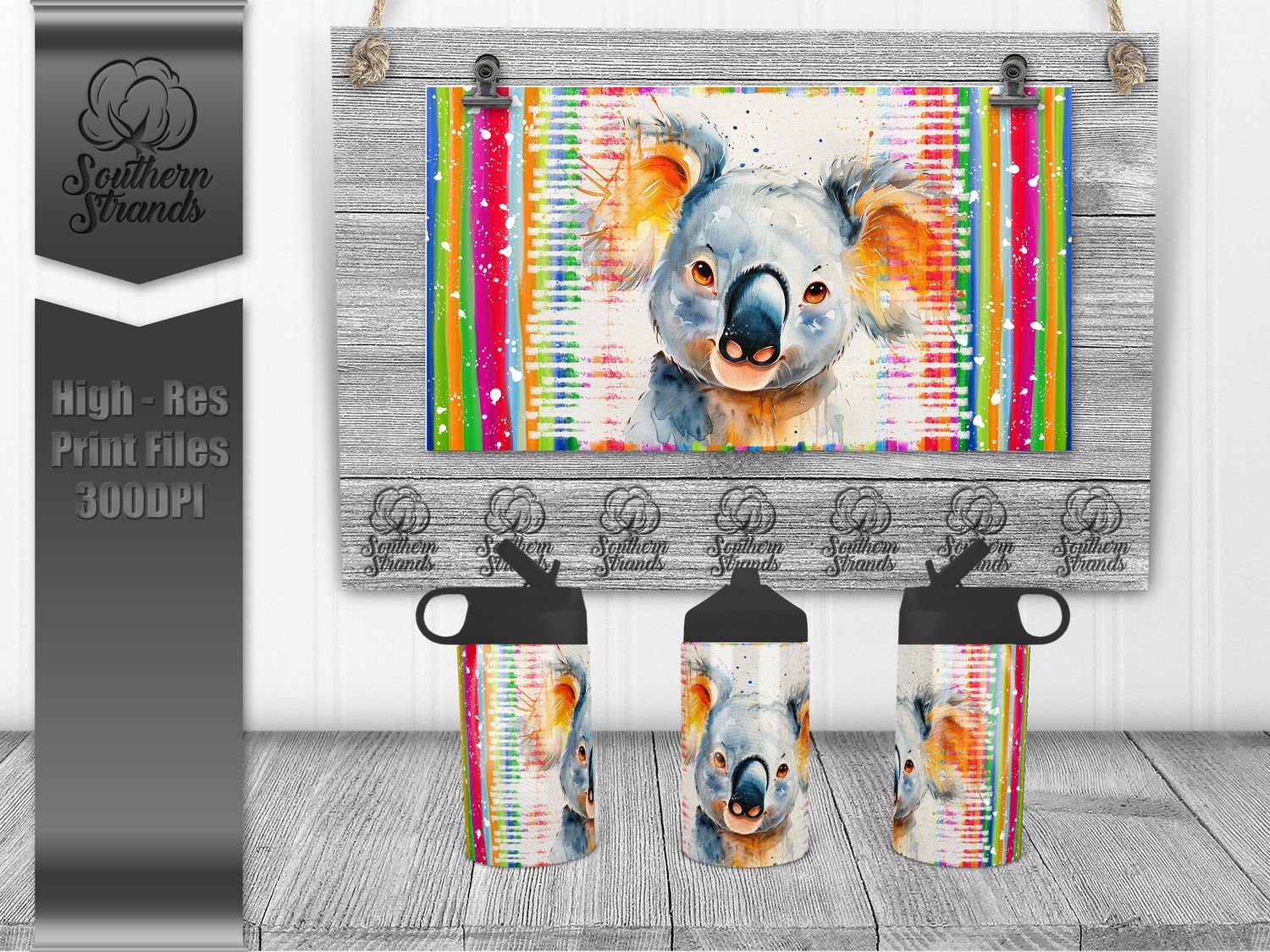 Watercolor Animals - Koala 12oz Kids Sippy - Hydro | SEAMLESS |  DIGITAL DESIGN
