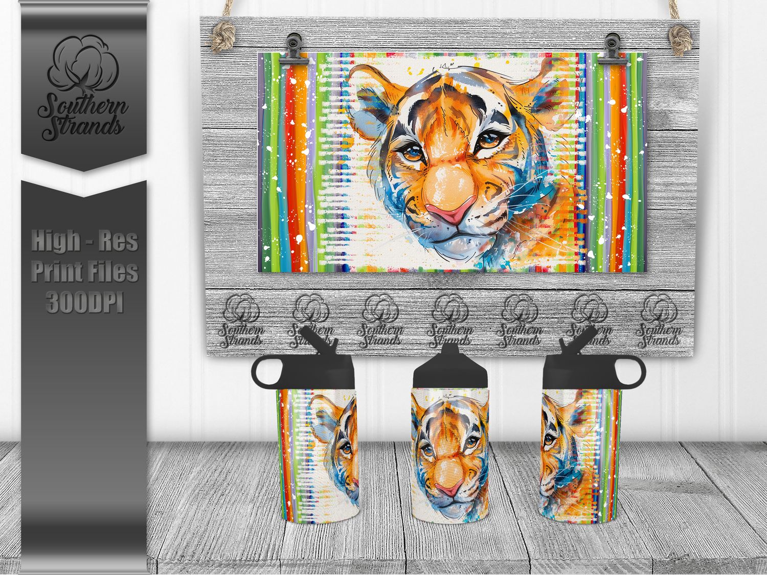 Watercolor Animals - Tiger 12oz Kids Sippy - Hydro | SEAMLESS |  DIGITAL DESIGN