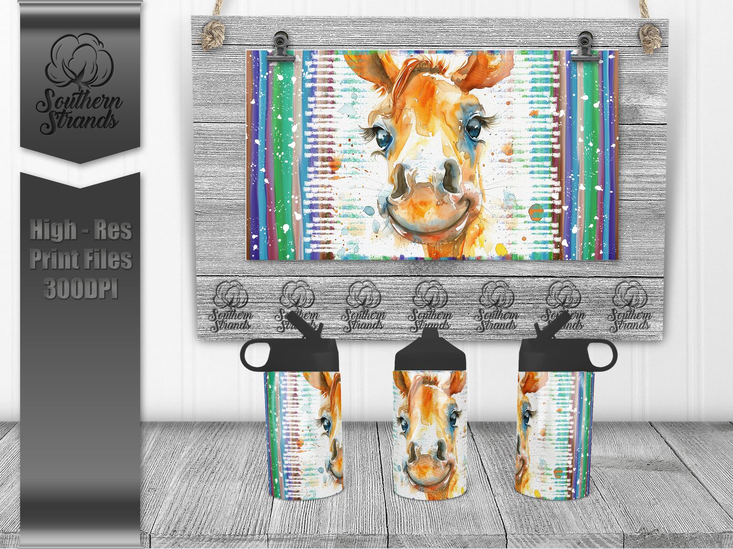 Watercolor Animals - Horse 12oz Kids Sippy - Hydro | SEAMLESS |  DIGITAL DESIGN