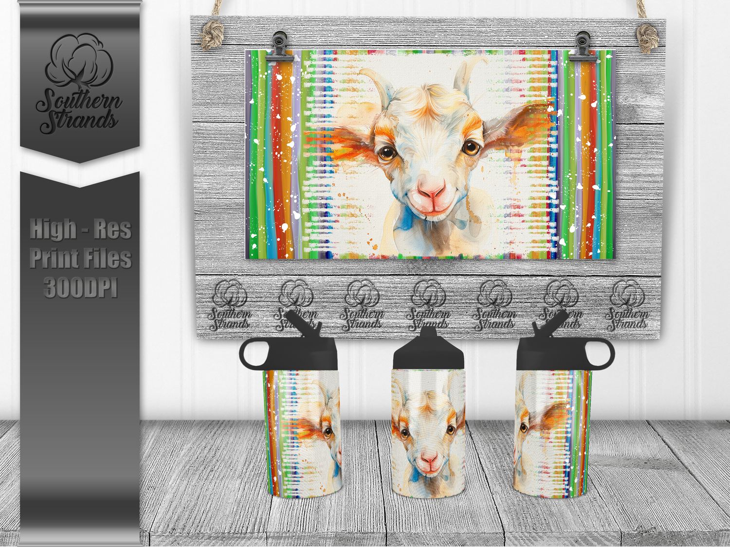 Watercolor Animals - Goat 12oz Kids Sippy - Hydro | SEAMLESS |  DIGITAL DESIGN