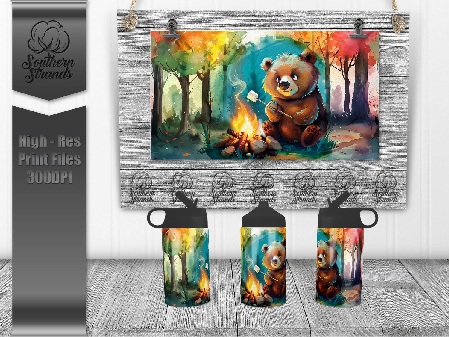 Campfire Bear - 12oz Kids Sippy - Hydro | SEAMLESS |  DIGITAL DESIGN