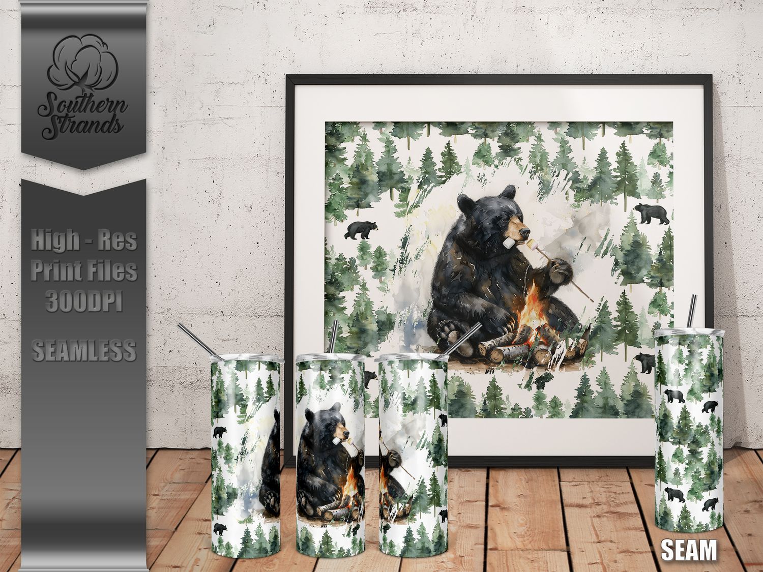 Roasted Marshmallows Bear 20oz Tumbler | SEAMLESS |  DIGITAL DESIGN