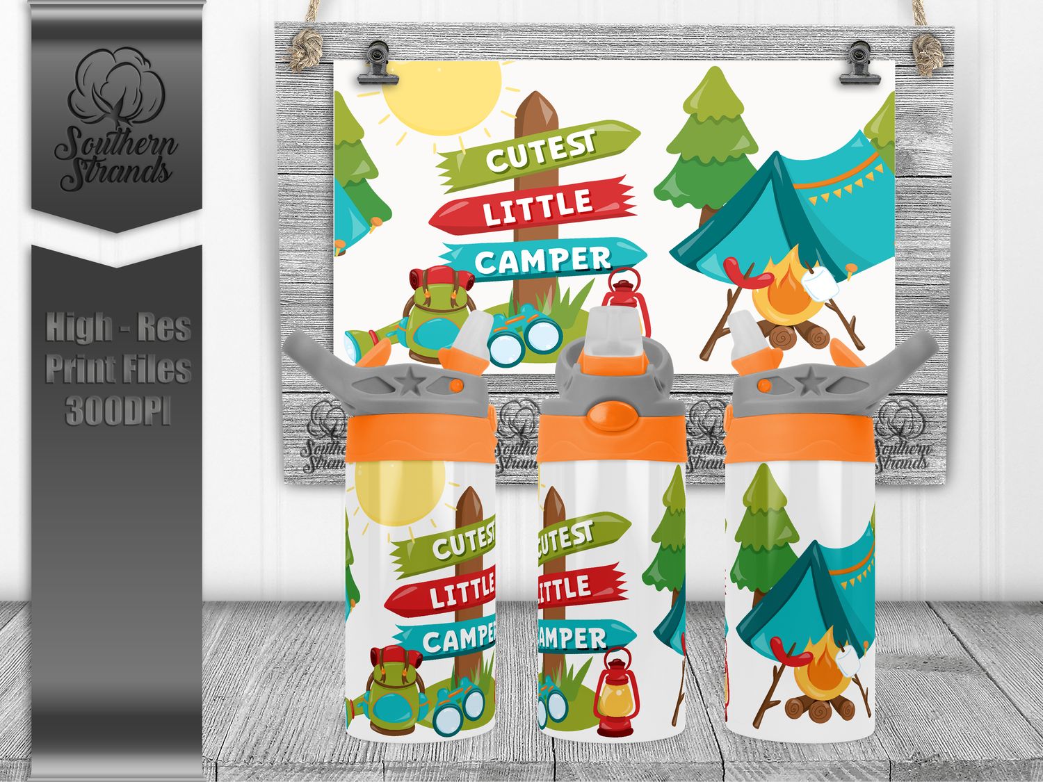 Cutest Little Camper - Boy - Kids Flip Sippy | SEAMLESS |  DIGITAL DESIGN