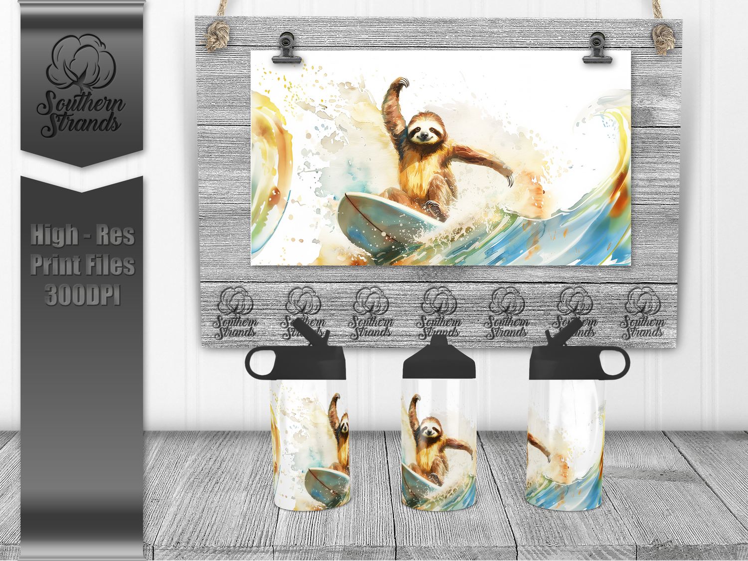 Surfs Up Dude - Sloth - 12oz Kids Sippy - Hydro | SEAMLESS |  DIGITAL DESIGN