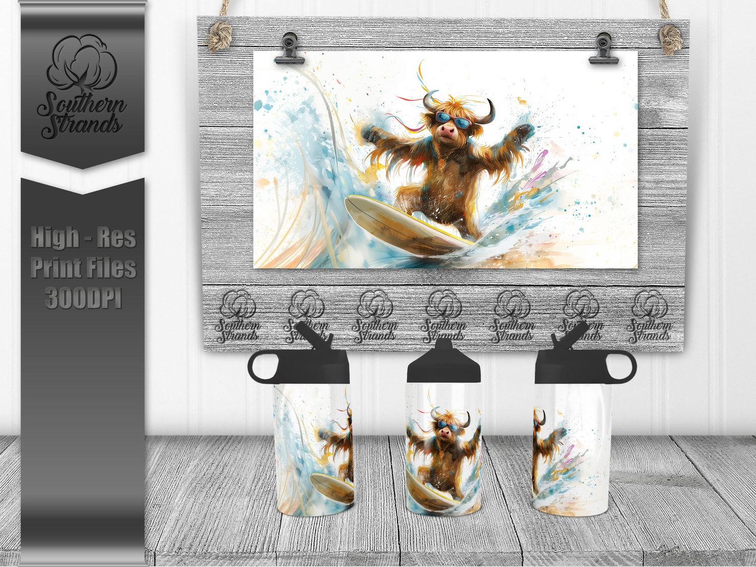 Surfs Up Dude - Highland - 12oz Kids Sippy - Hydro | SEAMLESS |  DIGITAL DESIGN