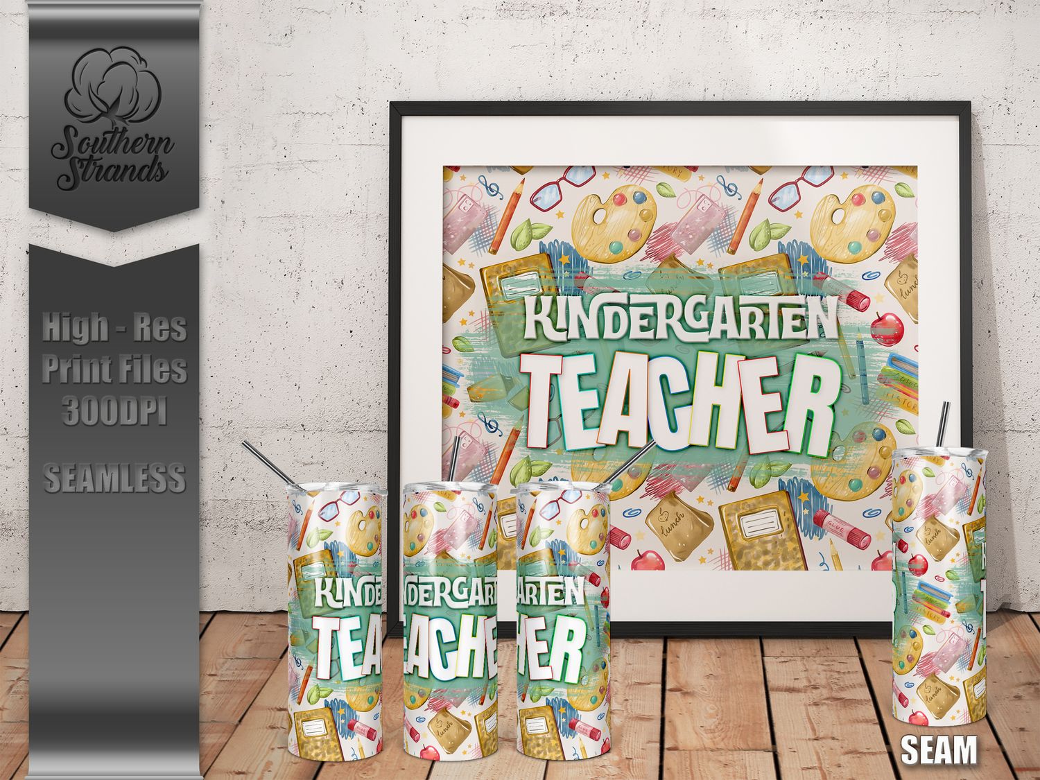 Back To School - Kindergarten Teacher 20oz Tumbler | SEAMLESS |  DIGITAL DESIGN