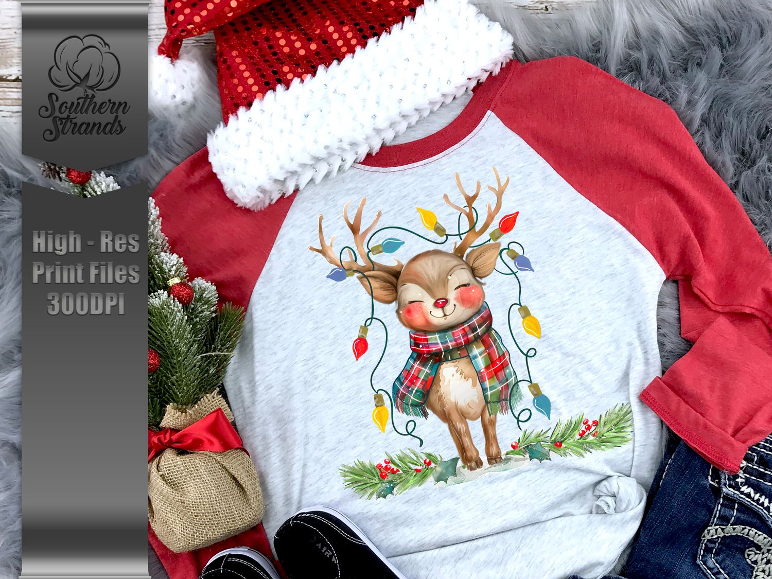 Painted Reindeer Tangled in Lights |  DIGITAL DESIGN