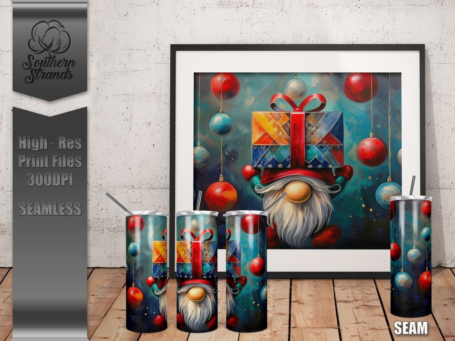Christmas Gnome Holding a Package 20oz Tumbler | SEAMLESS |  DIGITAL DESIGN