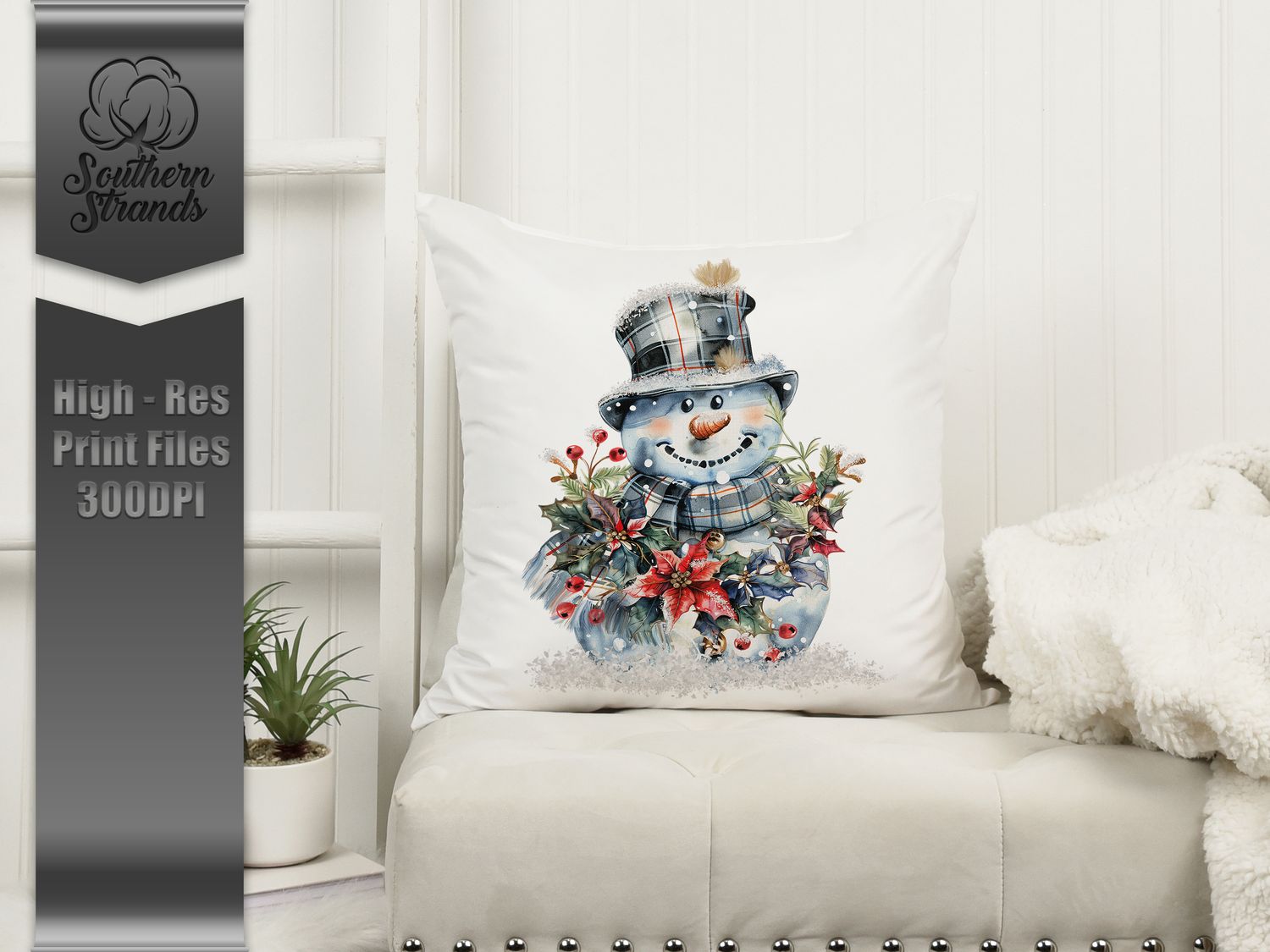 Painted Snowman with Garland |  DIGITAL DESIGN