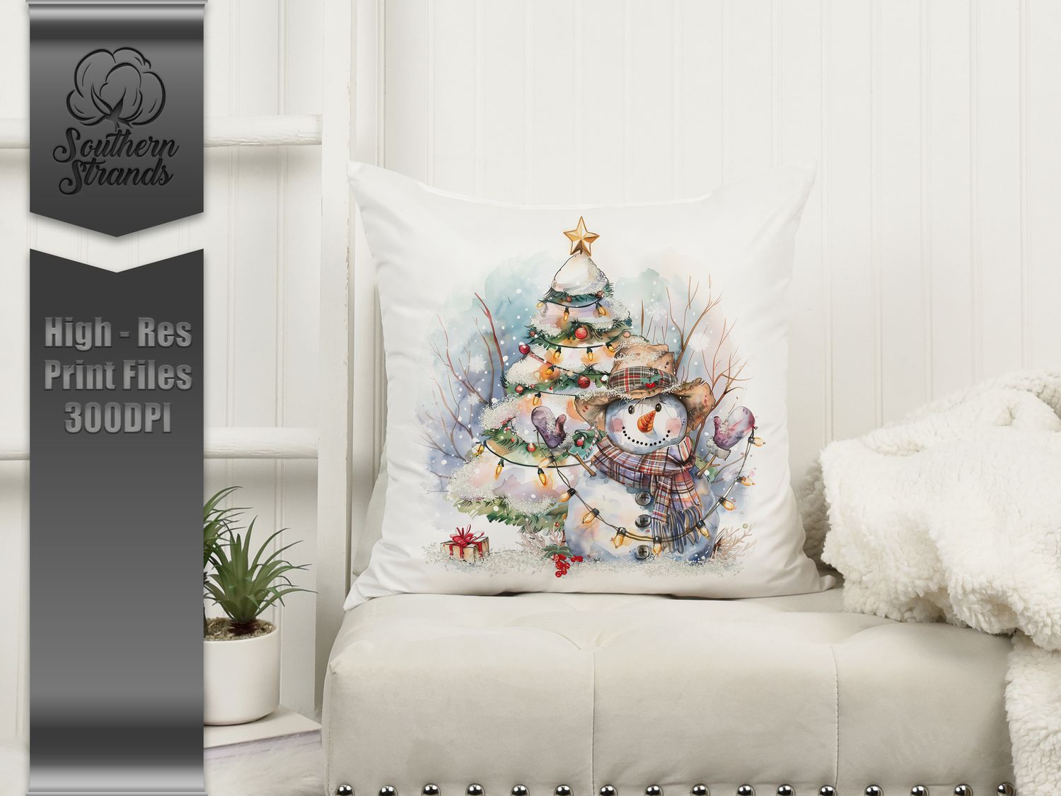 Painted Snowman with Clear Lights |  DIGITAL DESIGN