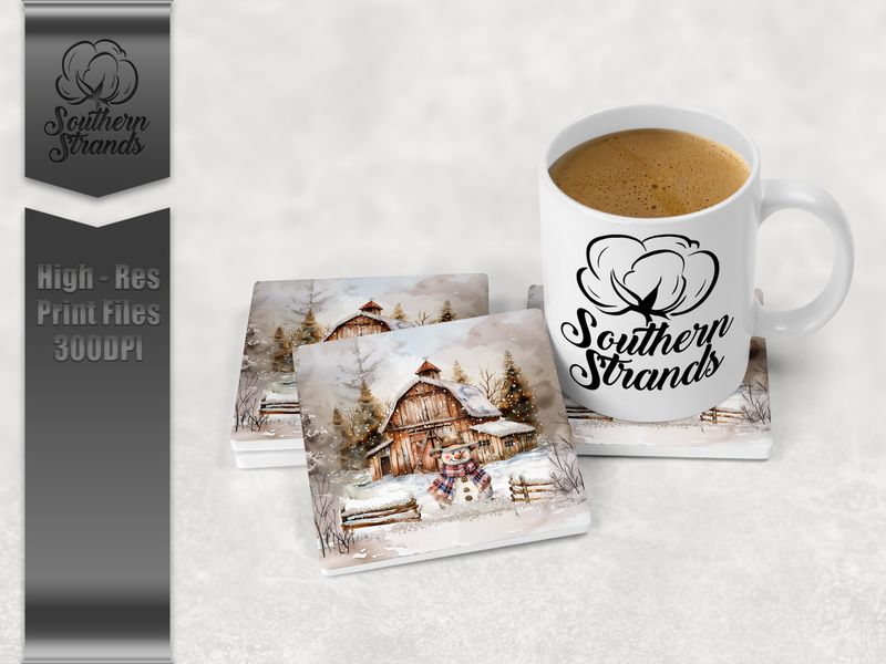 Watercolor Country Snowman - Round and Square | DIGITAL DESIGN