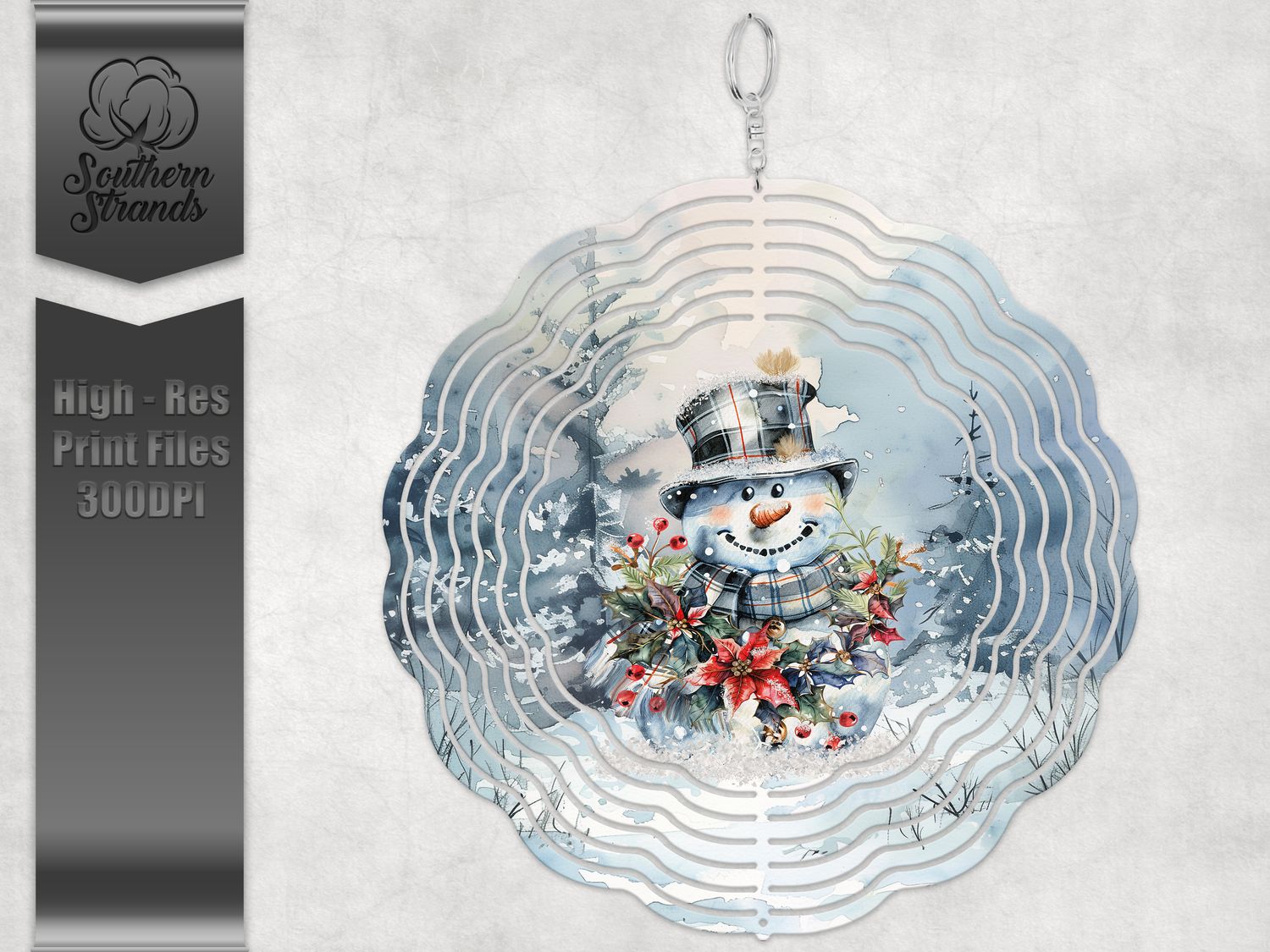 Painted Snowman with Garland -  Wind Spinner | DIGITAL DESIGN