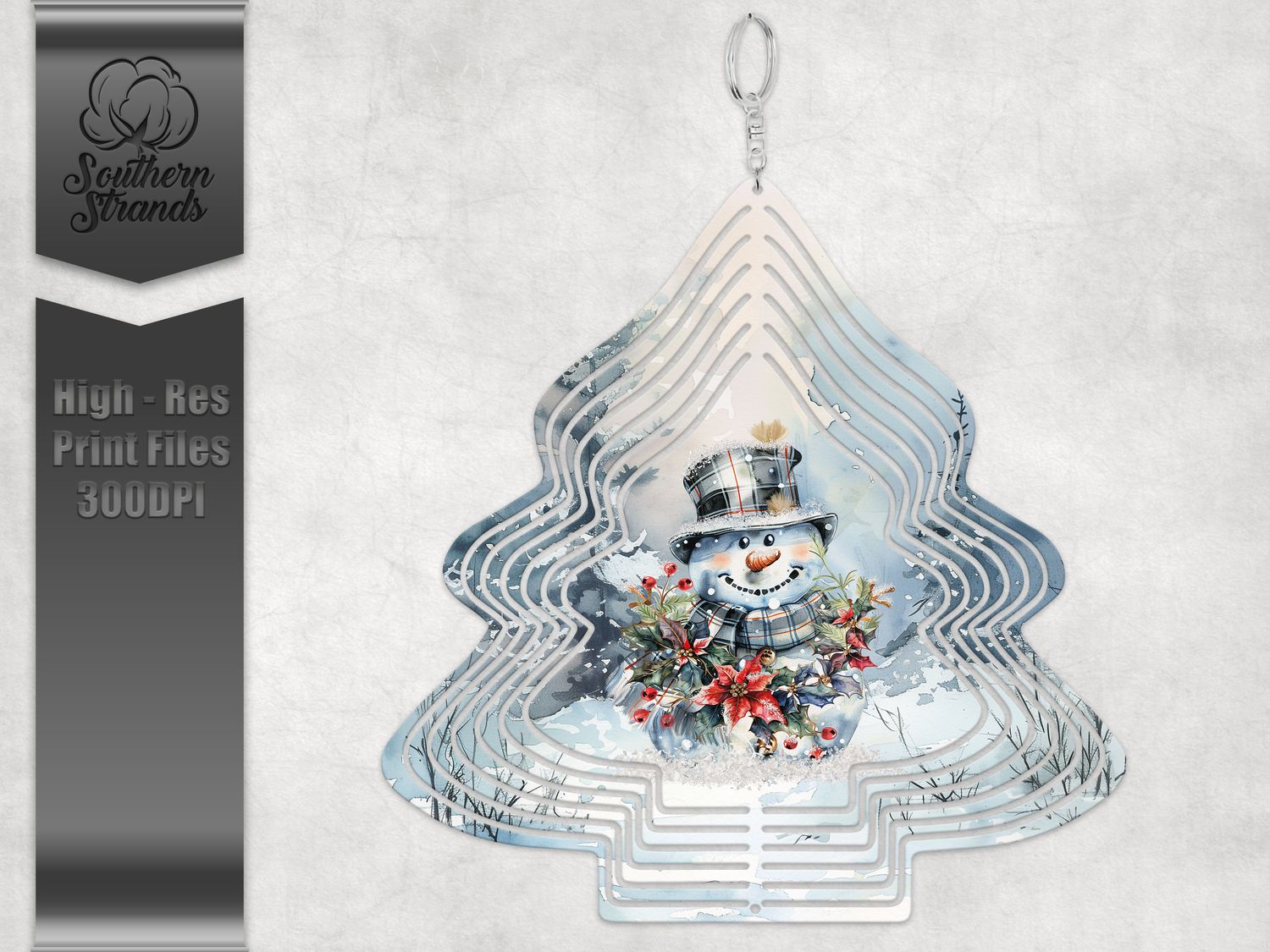Painted Snowman with Garland - Tree -  Wind Spinner | DIGITAL DESIGN