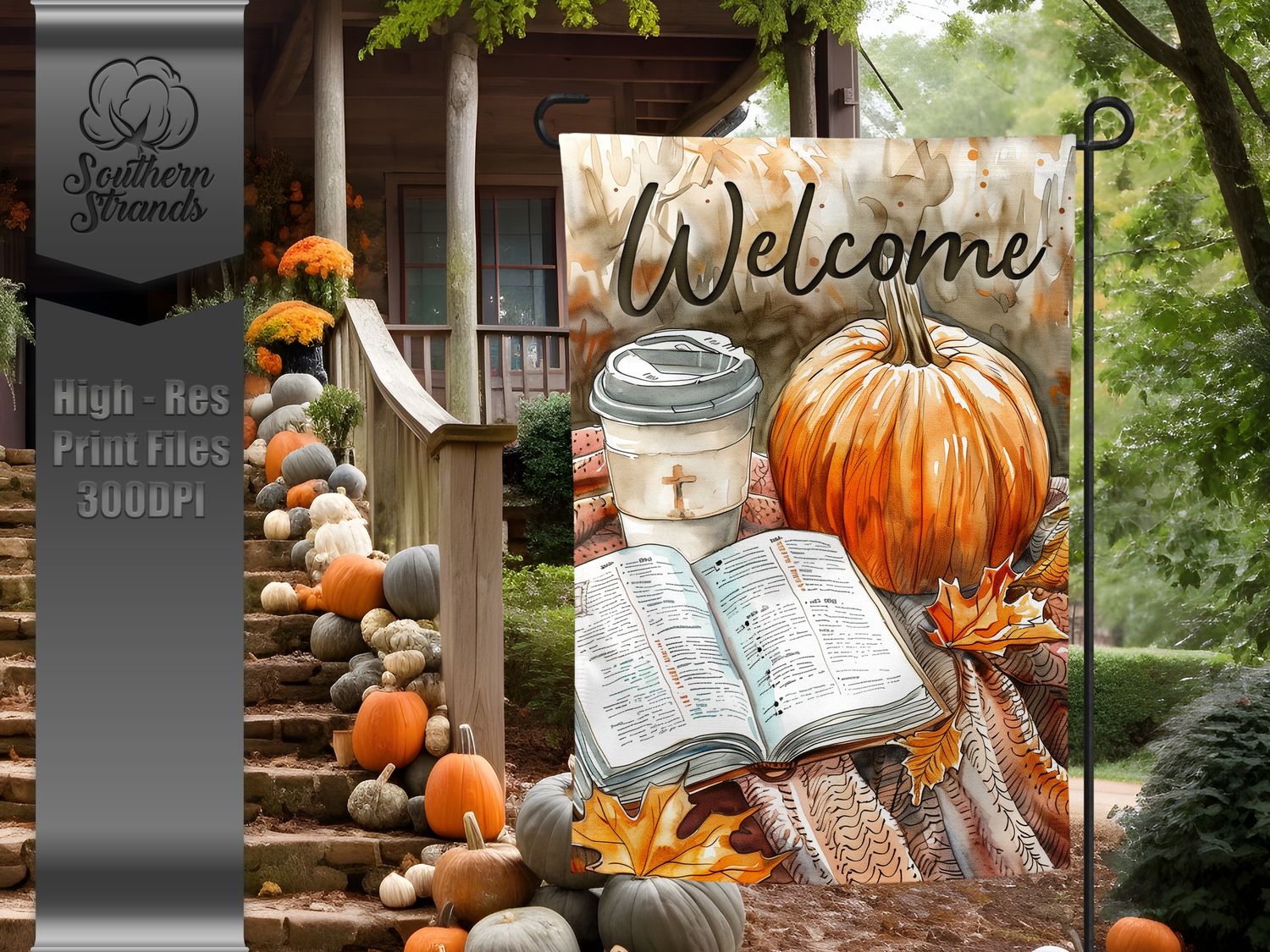 Fall For Jesus - WELCOME - Garden Flag - 12x18 |  DIGITAL DESIGN