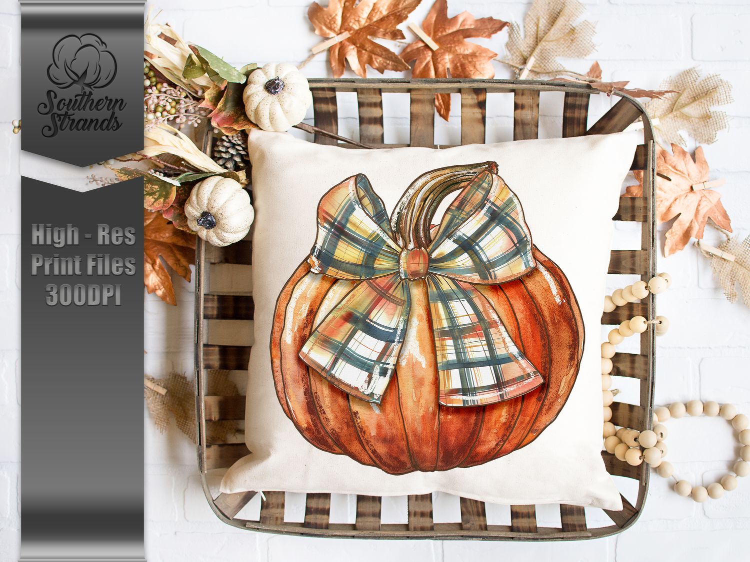 Watercolor Pumpkin and Bow 2 - 3 Piece Design |  DIGITAL DESIGN