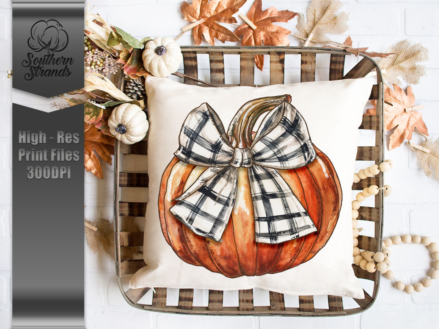 Watercolor Pumpkin and Bow 3 - 3 Piece Design |  DIGITAL DESIGN