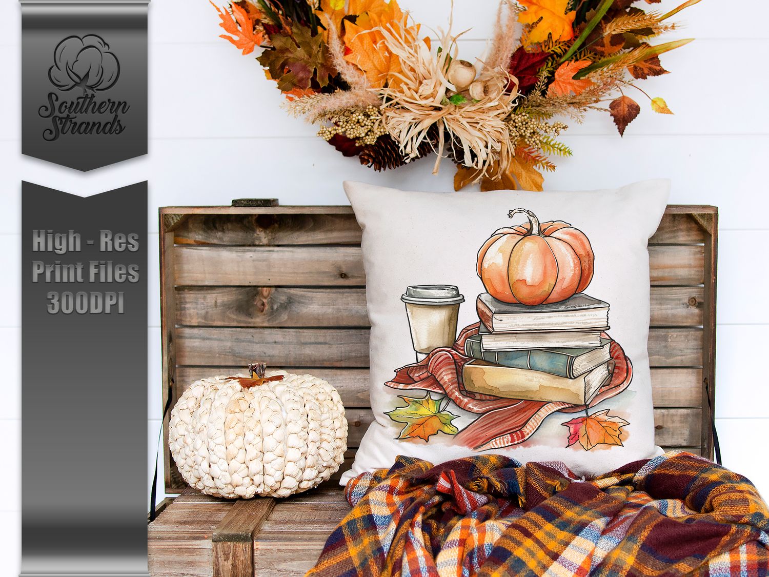 Watercolor Fall Books and Blankets - No Background |  DIGITAL DESIGN