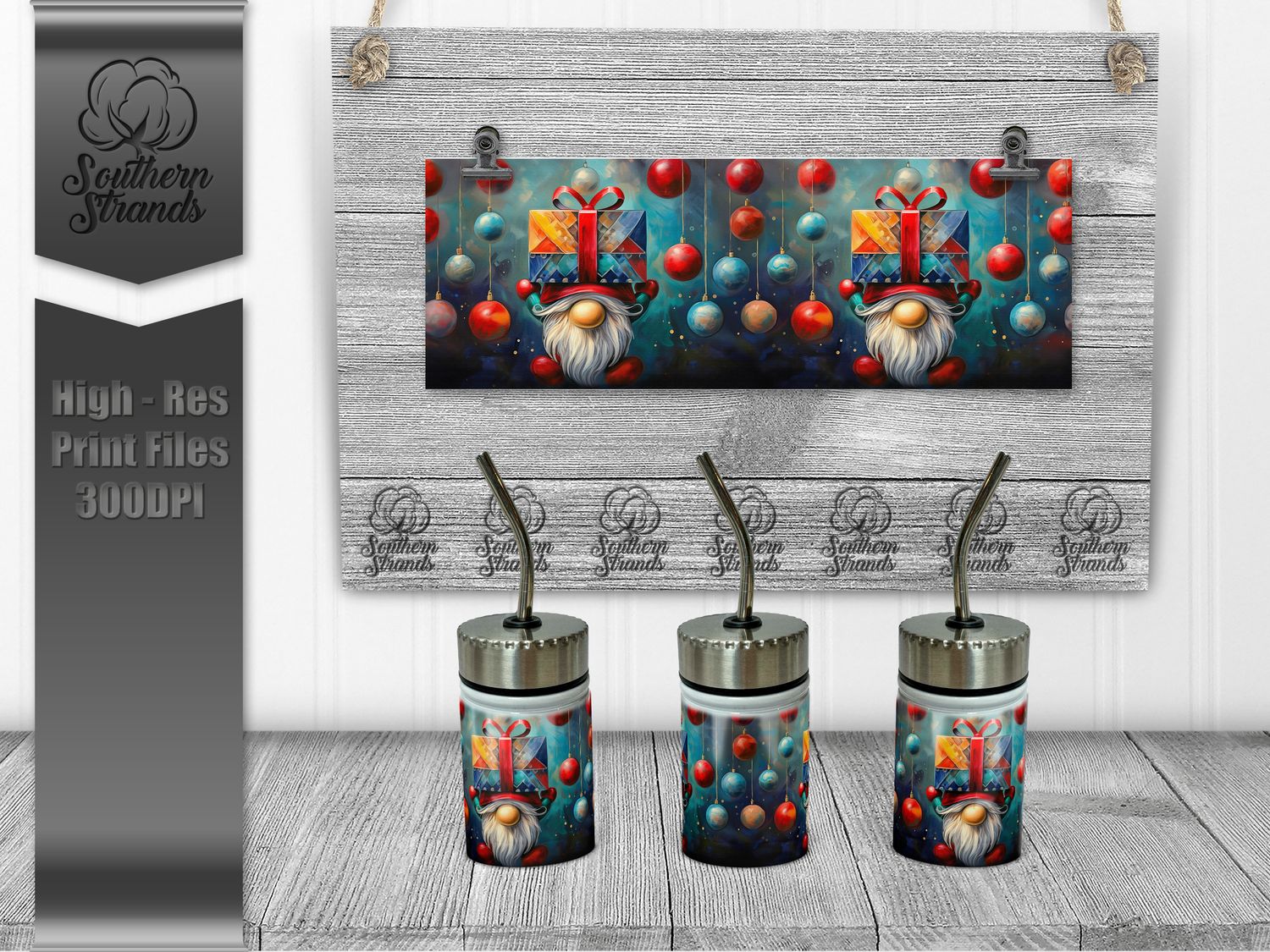 Christmas Gnome Holding a Package - 4oz TINY Tumbler | SEAMLESS |  DIGITAL DESIGN