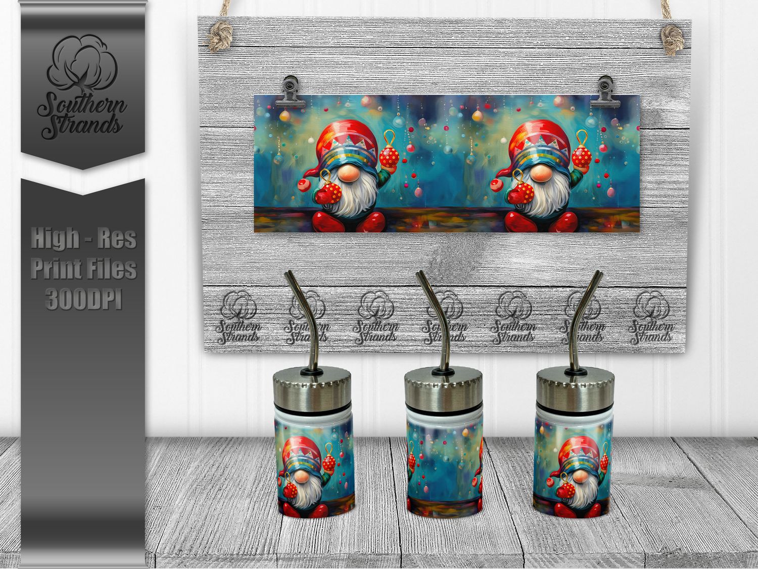Christmas Gnome Holding a Christmas Balls - 4oz TINY Tumbler | SEAMLESS |  DIGITAL DESIGN