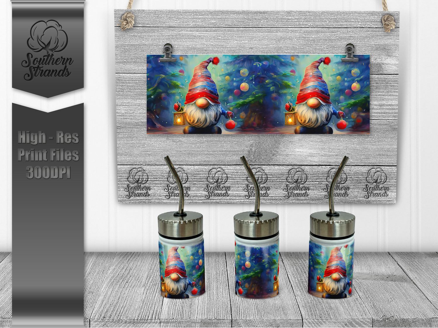 Christmas Gnome Holding a Lantern - 4oz TINY Tumbler | SEAMLESS |  DIGITAL DESIGN