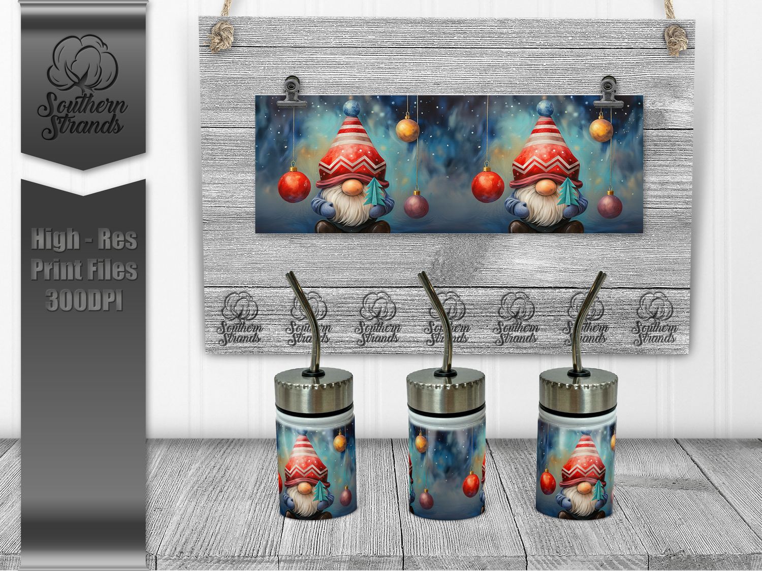 Christmas Gnome Holding a Paper Tree - 4oz TINY Tumbler | SEAMLESS |  DIGITAL DESIGN