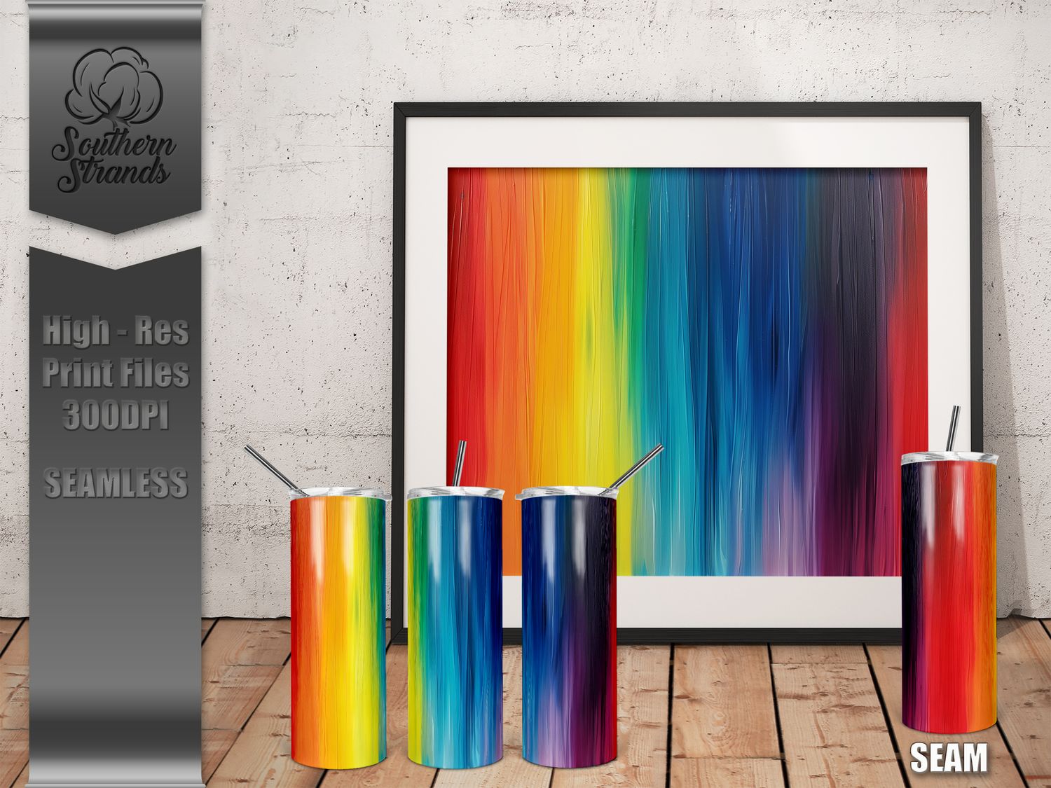 Vertical Rainbow Stripes 20oz Tumbler | SEAMLESS |  DIGITAL DESIGN