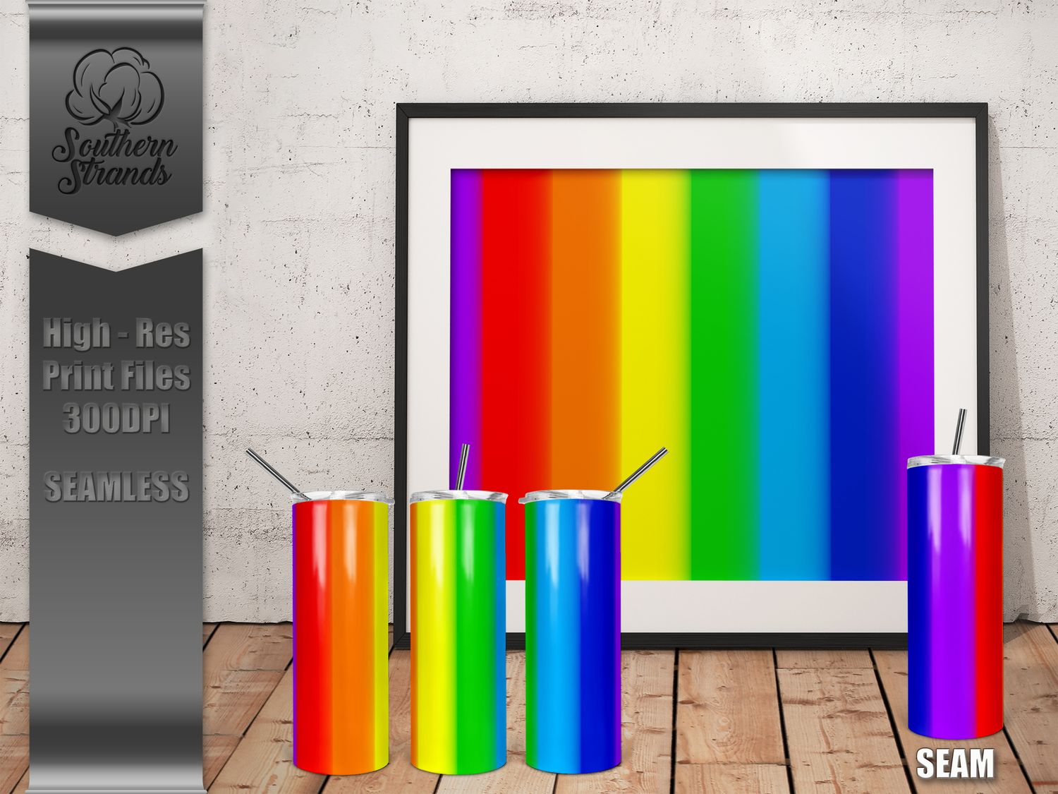Faded Rainbow Stripes 20oz Tumbler | SEAMLESS |  DIGITAL DESIGN