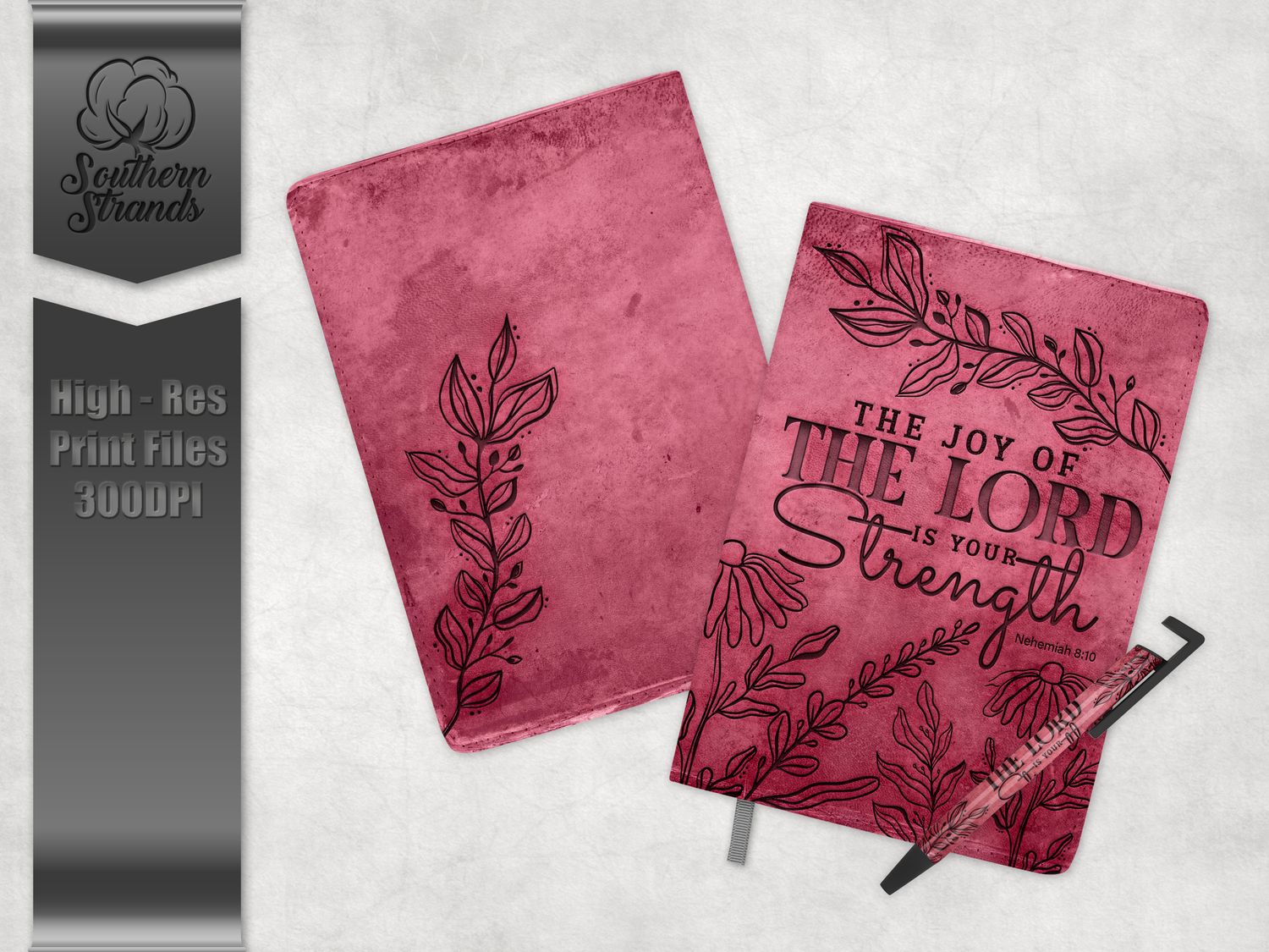 The Joy of the Lord - Pink Floral - Journal and Pen Set | 3 Sizes |  DIGITAL DESIGN