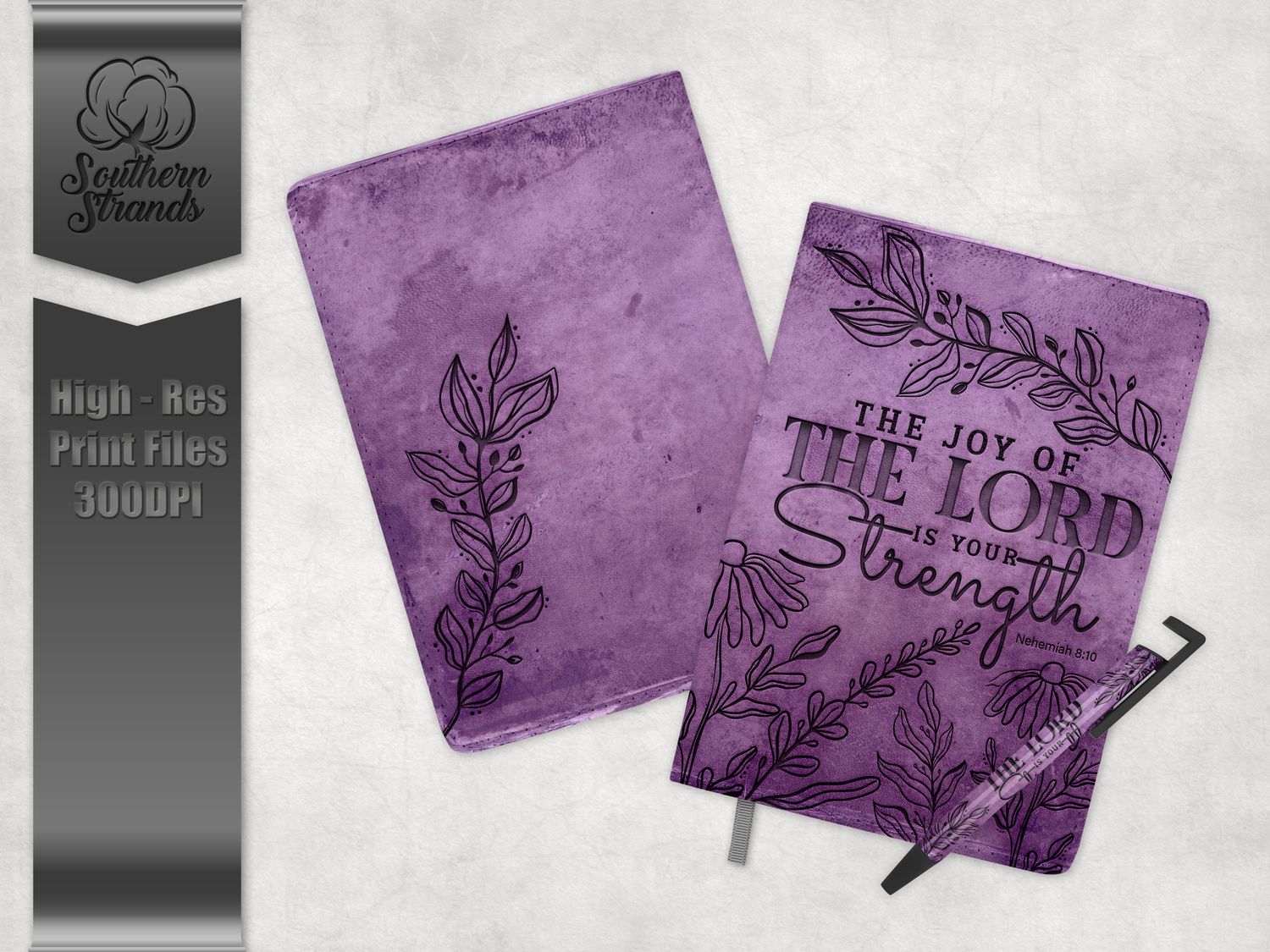 The Joy of the Lord - Purple Floral - Journal and Pen Set | 3 Sizes |  DIGITAL DESIGN