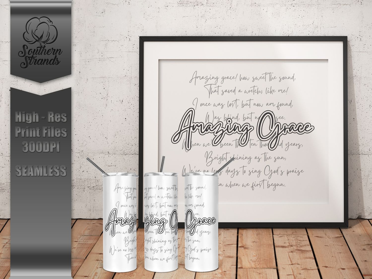 Amazing Grace Typography 20oz Tumbler | SEAMLESS |  DIGITAL DESIGN