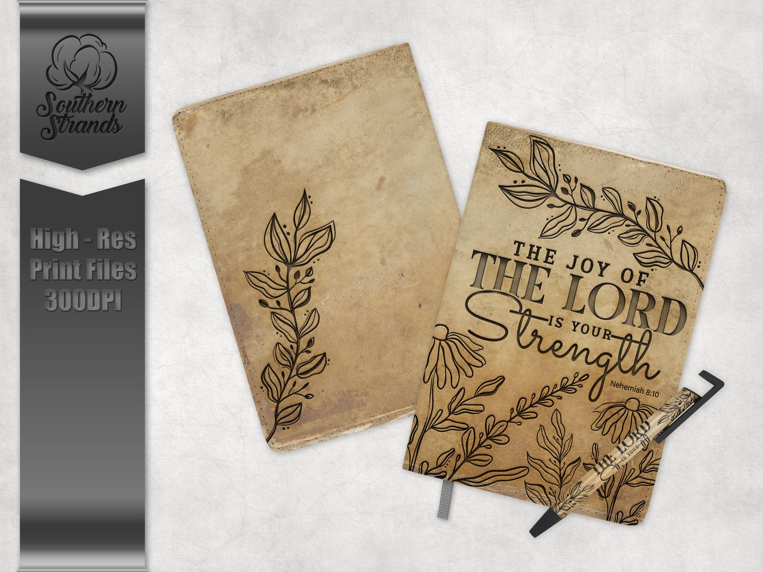 The Joy of the Lord - Cream Floral - Journal and Pen Set | 3 Sizes |  DIGITAL DESIGN